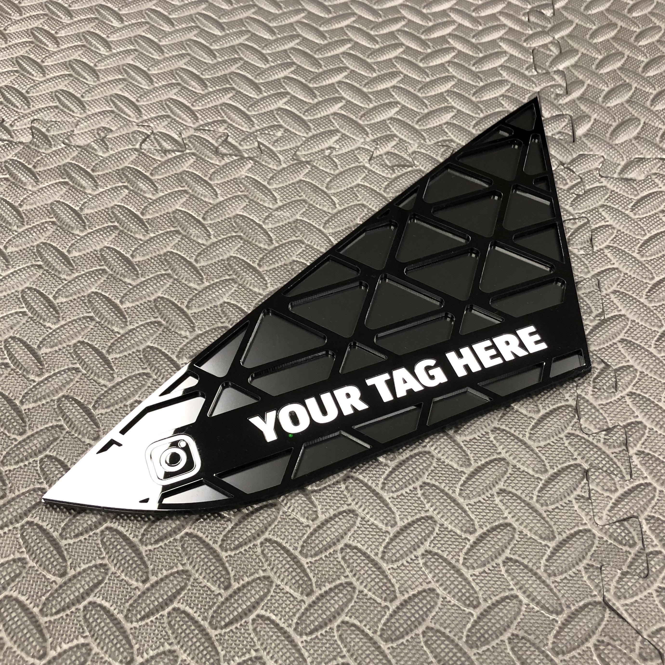 Vauxhall / Opel Astra J VXR Front Quarter Window Inserts (Pair) - Custom Text / Social Media Tag
