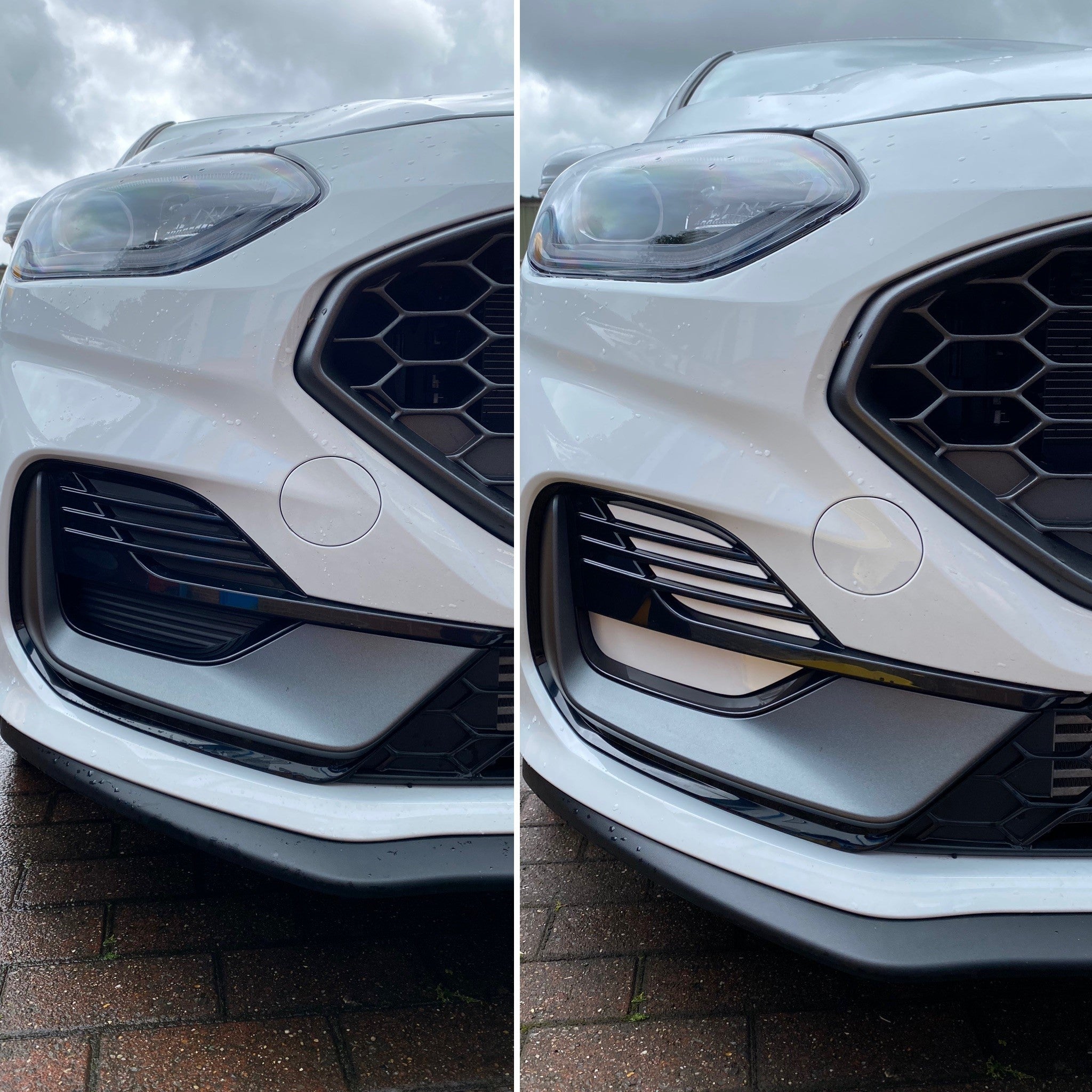 Proform Mk8.5 Fiesta ST/ST Line 'Fog Light' Bumper Trim Insert Set - Gloss White Plastic - Before/After