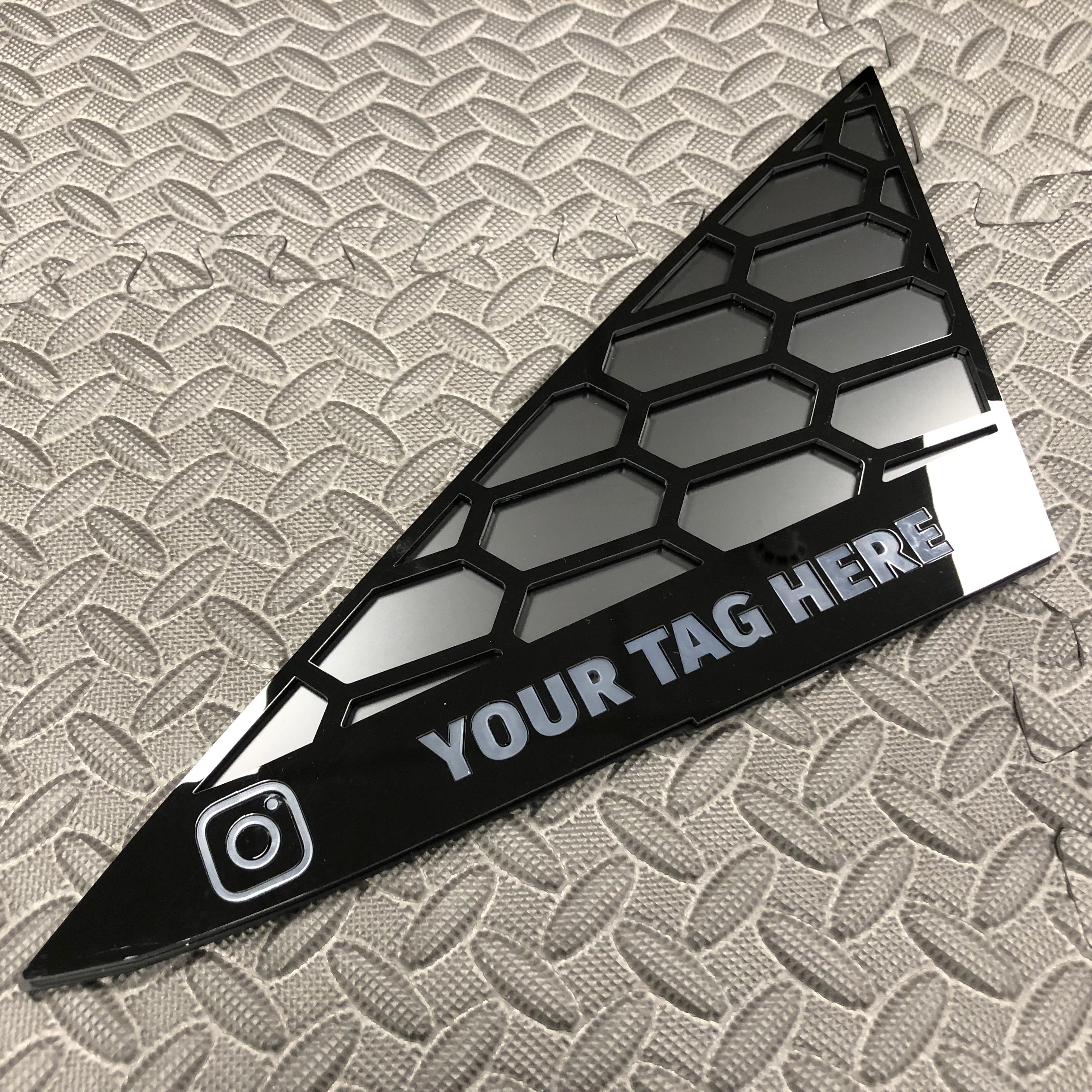 Mk7/7.5 Fiesta Front Quarter Window Inserts (Pair) - Custom Text / Social Media Tag