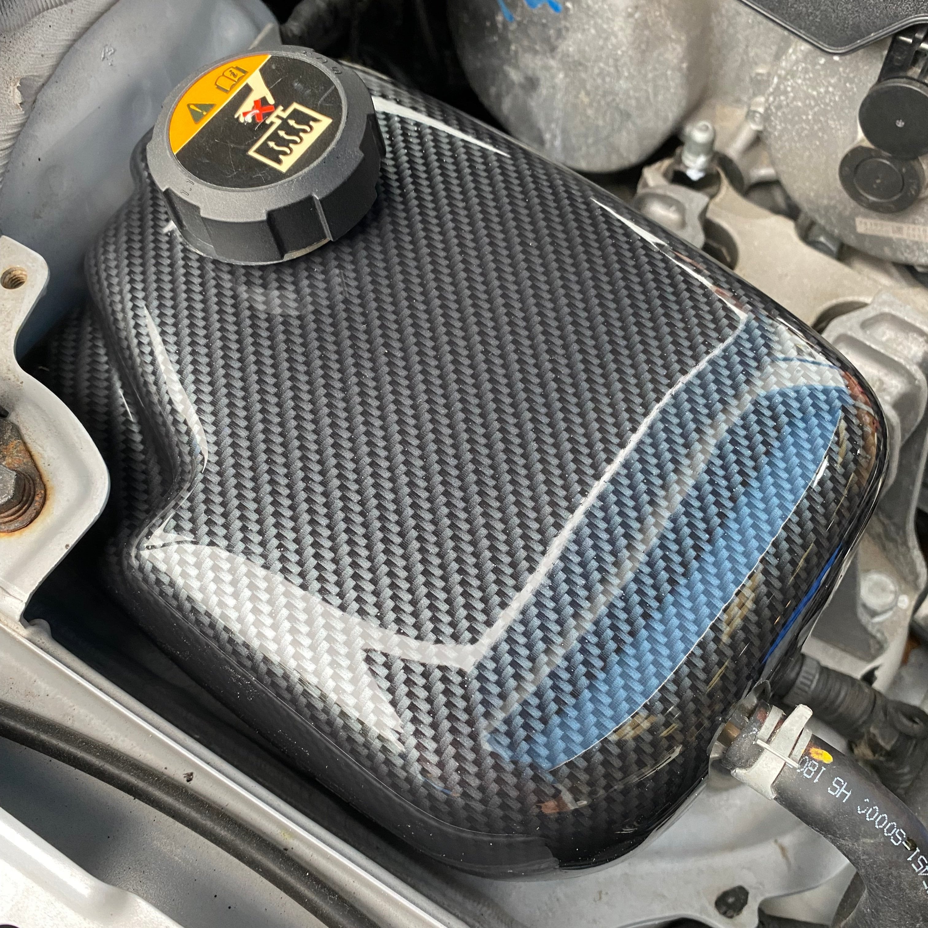 Proform Coolant Tank Cover - Hyundai i30N / Kona N / Veloster N - Delxue Carbon Fibre Effect Plastic