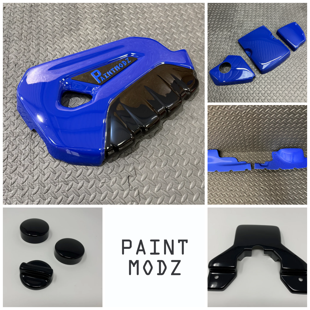 Proform Medium Engine Bay Dress Up Kit Bundle - Fiesta Mk7.5 ST180 - Gloss Blue Plastic with Gloss Black Accent Colour including Medium Blue/Gloss Black Badge Plate