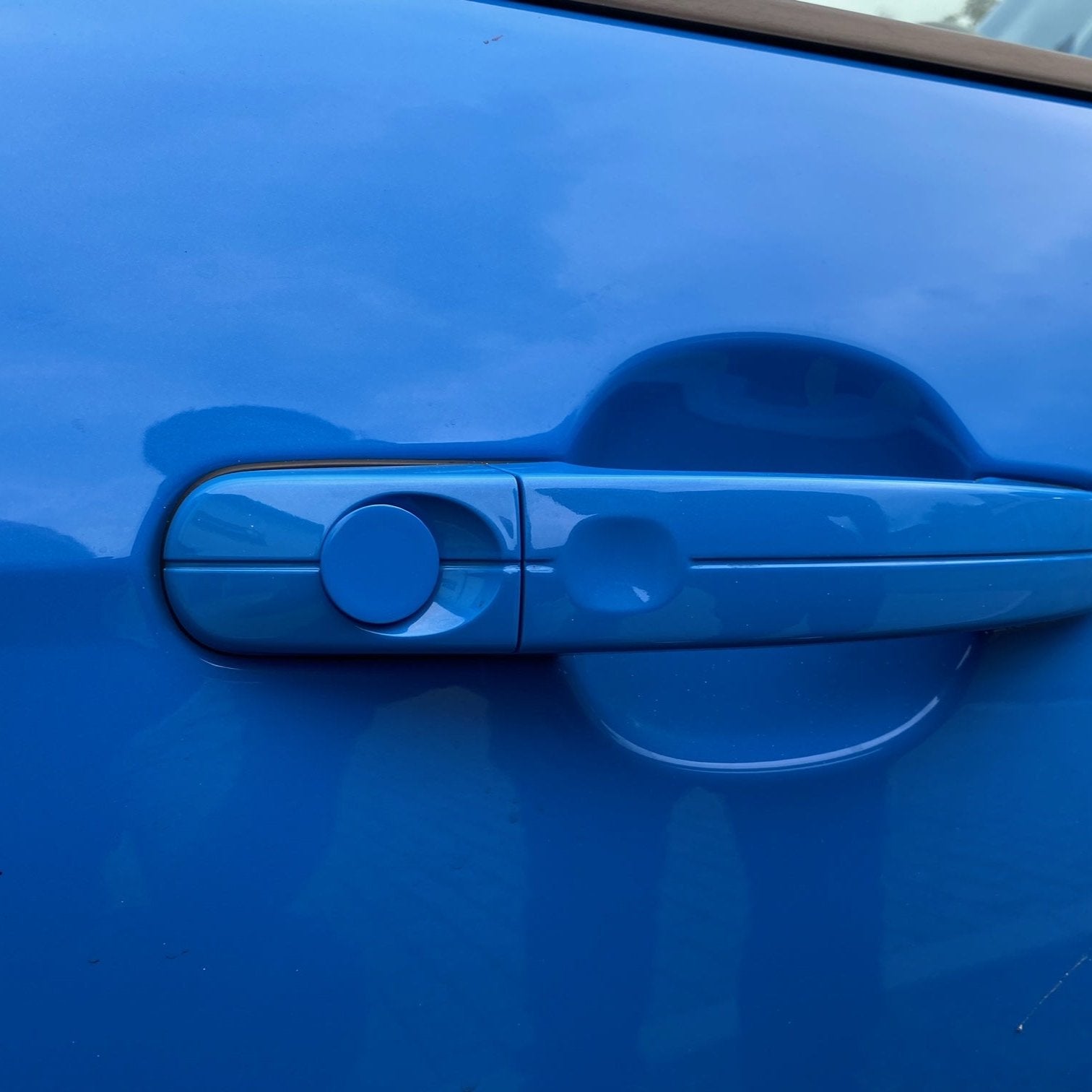 Proform Door Lock Barrel Blanking Plate - Mk2/2.5/3/3.5/4/4.5 Focus / Mk7/7.5 Fiesta - Painted Nitrous Blue