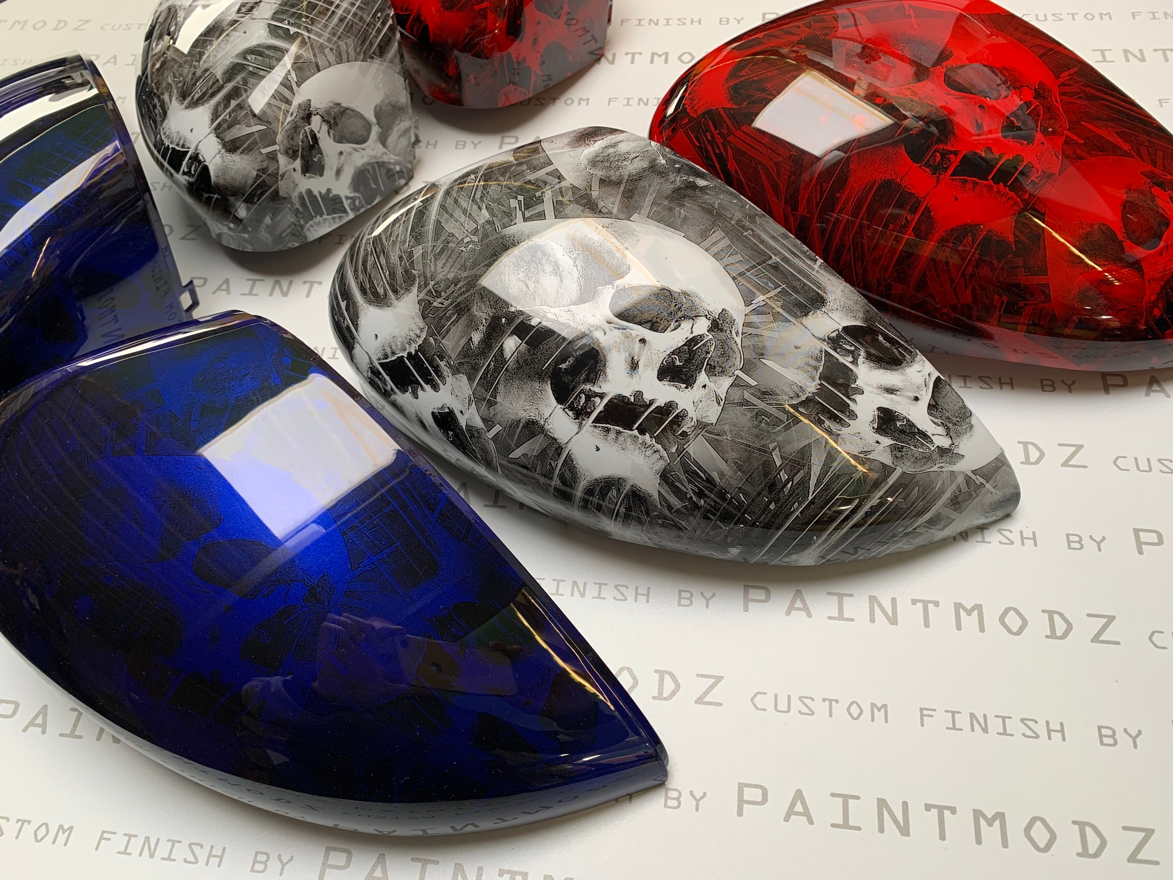 Mirror Caps (Pair) - Ford Fiesta Mk7/7.5 - Hydrodipped - Skull Design Various Colours