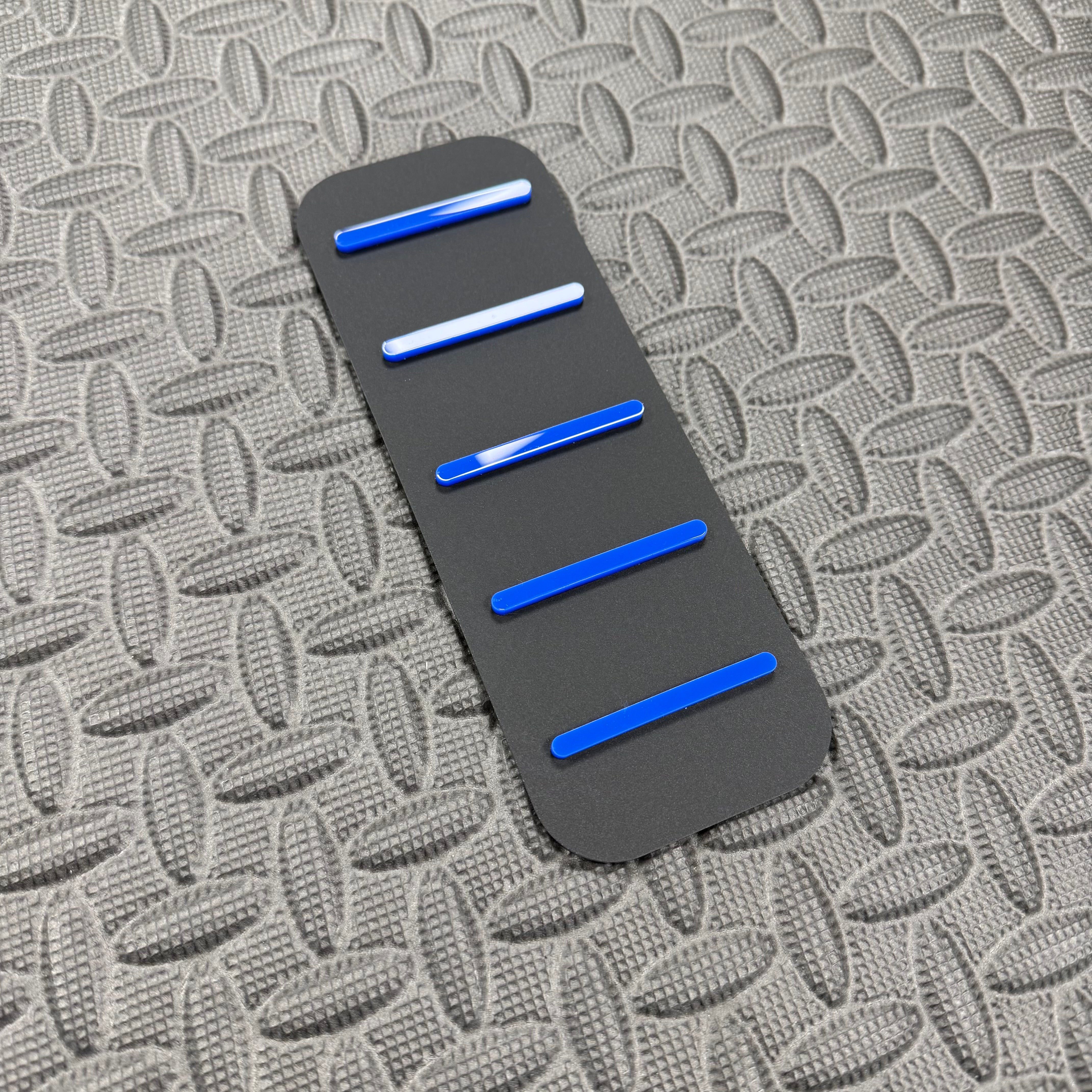Mk7.5/Mk8/8.5 Fiesta & Mk2/2.5 Focus Dead Pedal / Foot Rest Plate - Medium Blue Detail, Satin Black Back Plate