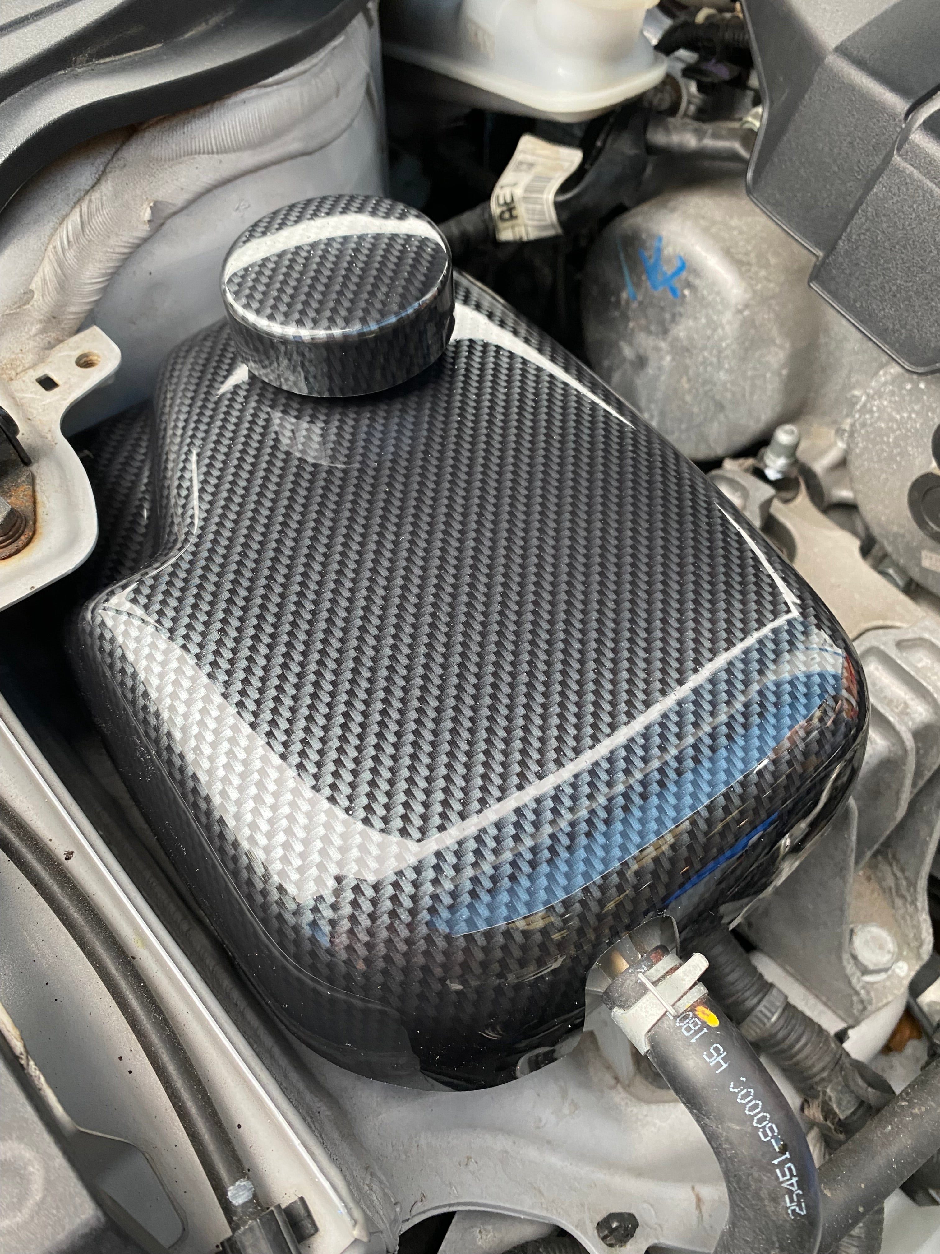 Proform Coolant Tank Cover - Hyundai i30N / Kona N / Veloster N - Deluxe Carbon Fibre Effect Plastic
