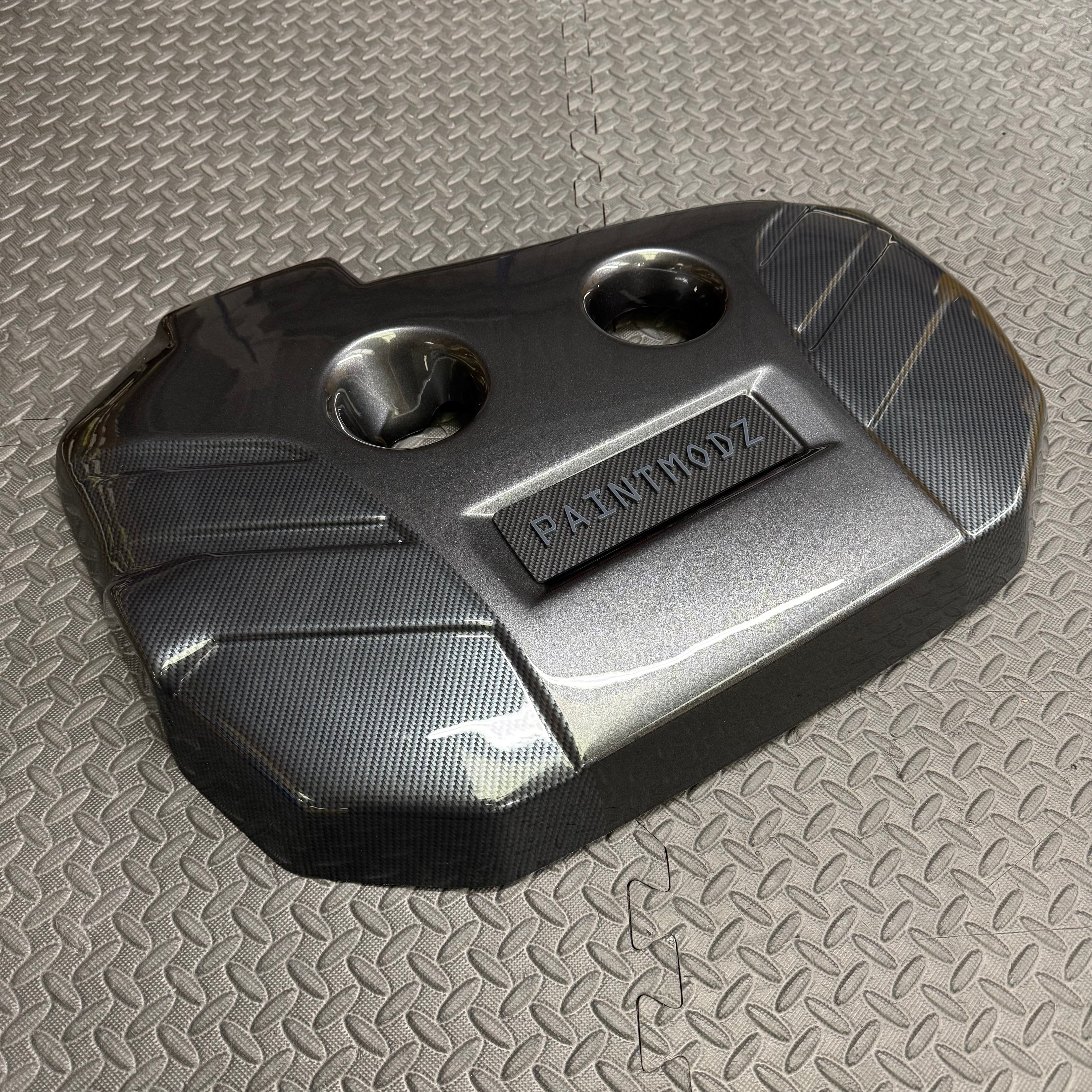 Proform Small Engine Bay Dress Up Bundle - Mk3.5 Focus RS - Painted Magnetic Grey, Deluxe Carbon Fibre Effect Accent Colour With Dark Grey/Deluxe Carbon Fibre Effect Badge Plate