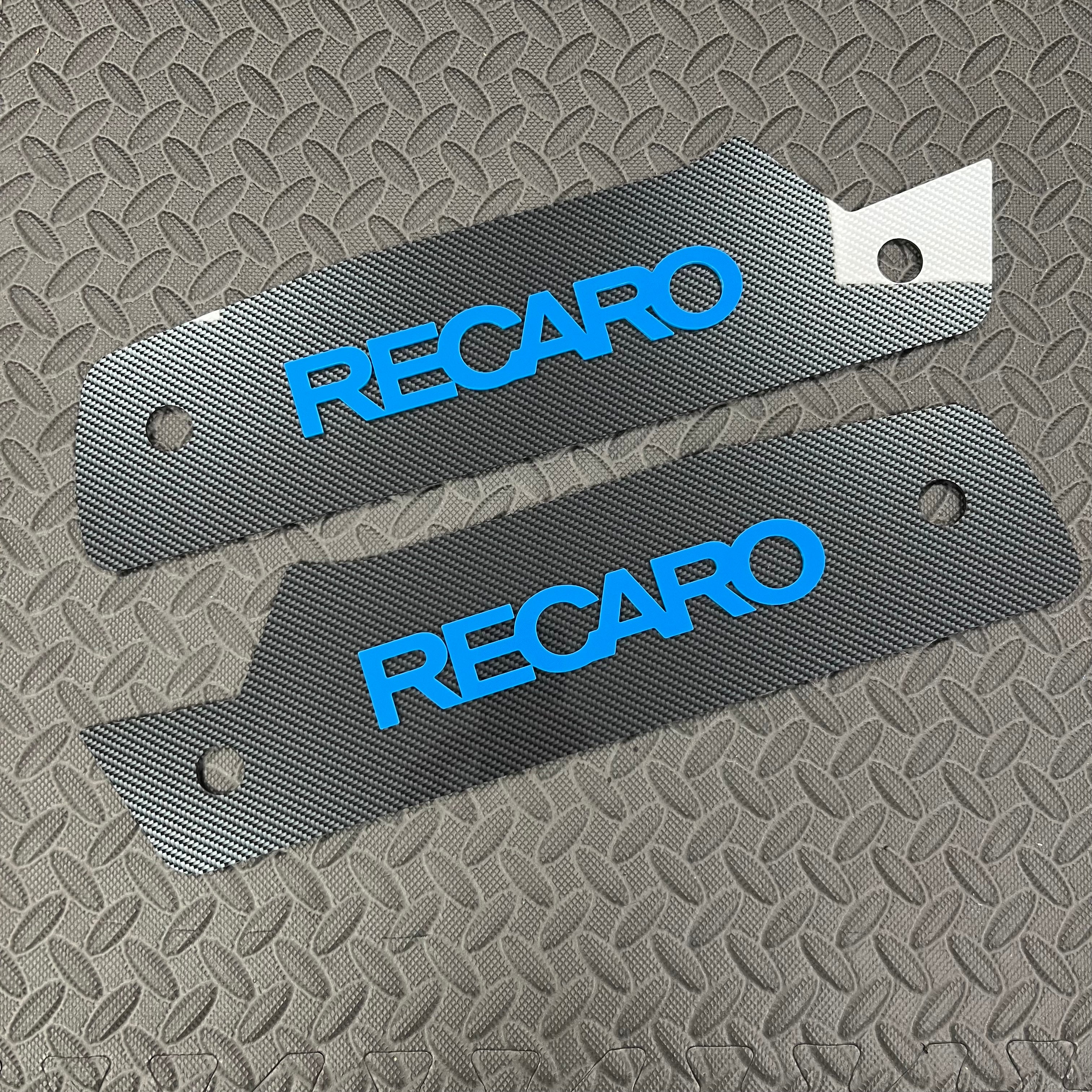 Proform Mk2.5 Focus RS Recaro Seat Plate Set - Deluxe Carbon Fibre Effect Plate with Light Blue Detailing