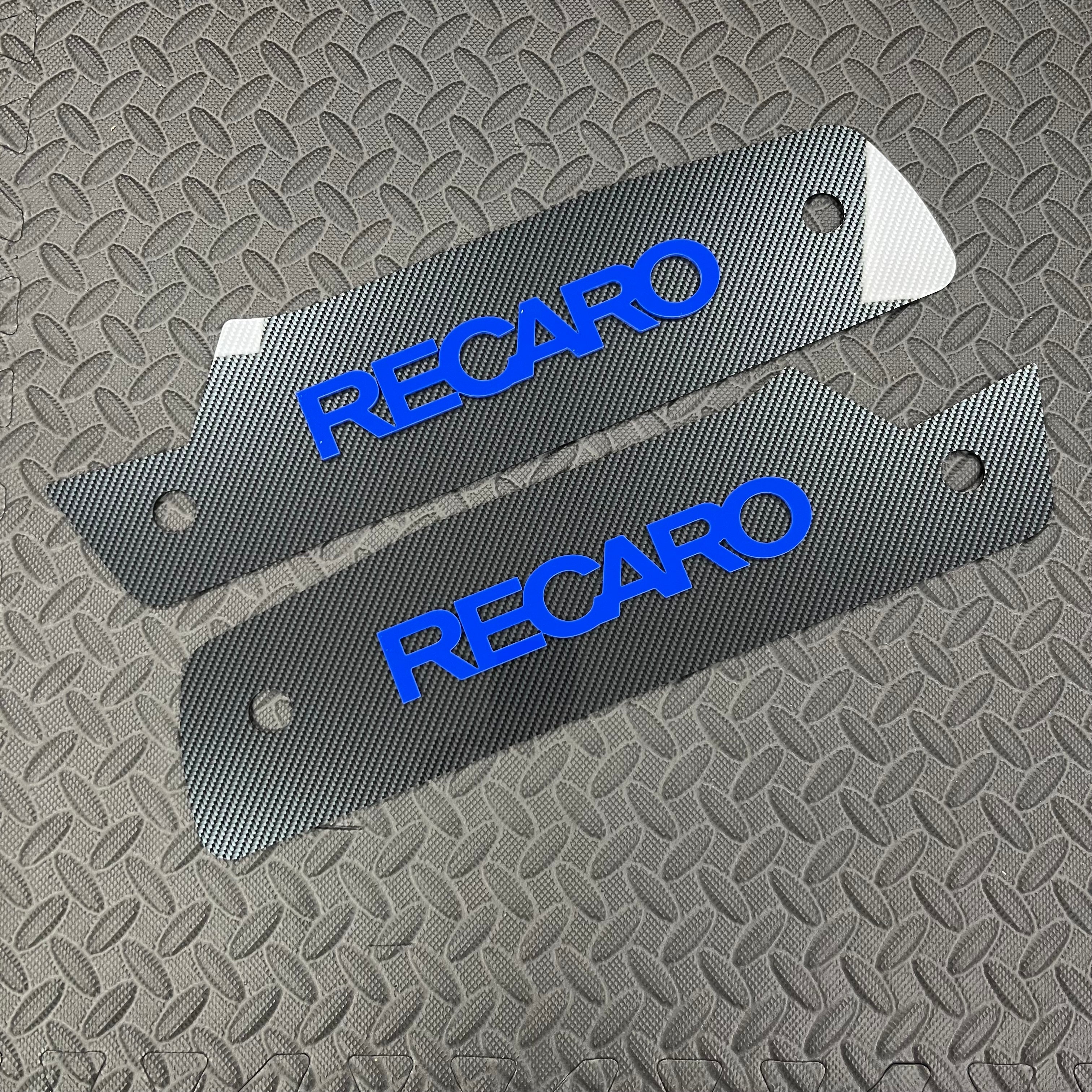 Proform Mk2.5 Focus RS Recaro Seat Plate Set - Deluxe Carbon Fibre Effect Plate with Medium Blue Detailing