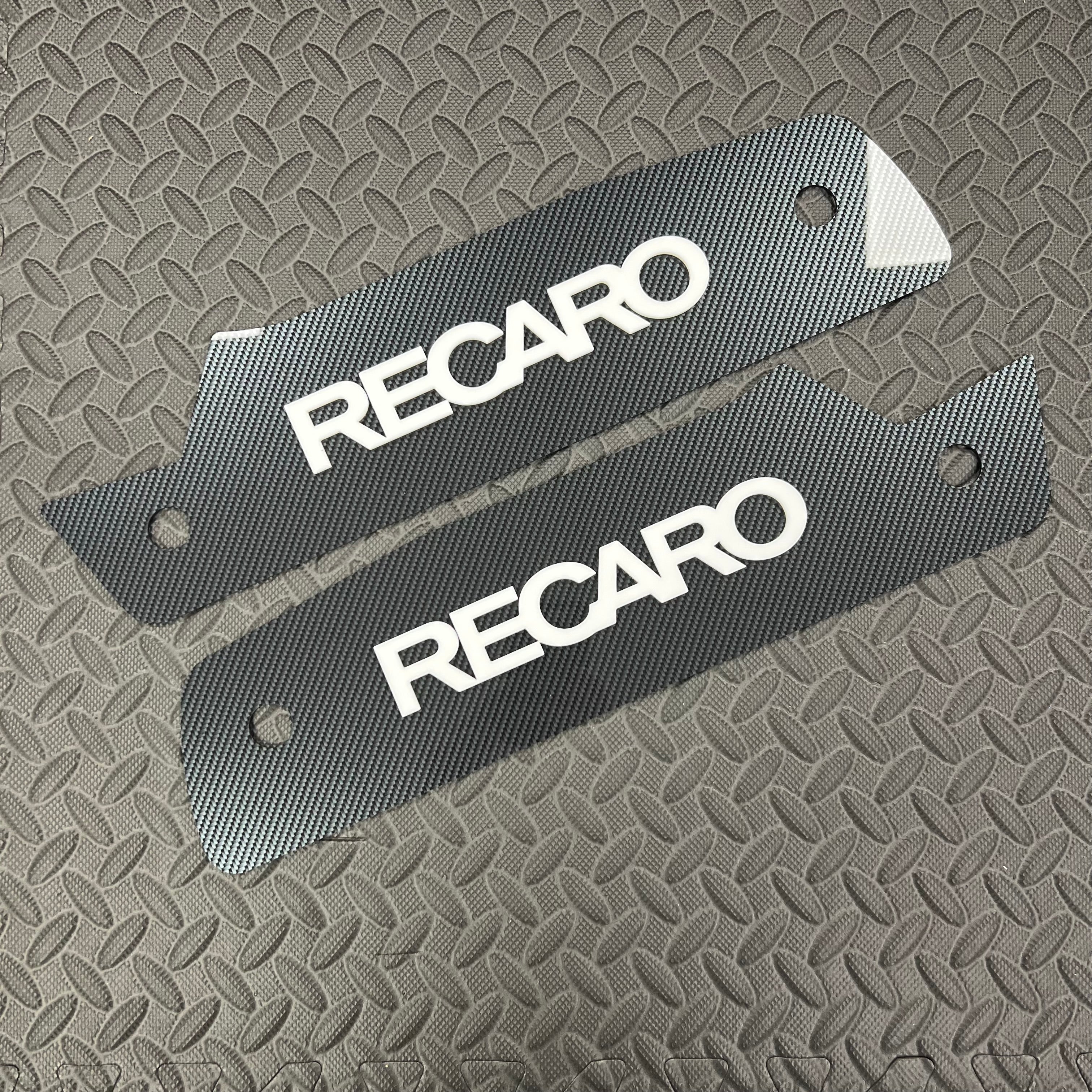 Proform Mk2.5 Focus RS Recaro Seat Plate Set - Deluxe Carbon Fibre Effect Plate with White Detailing