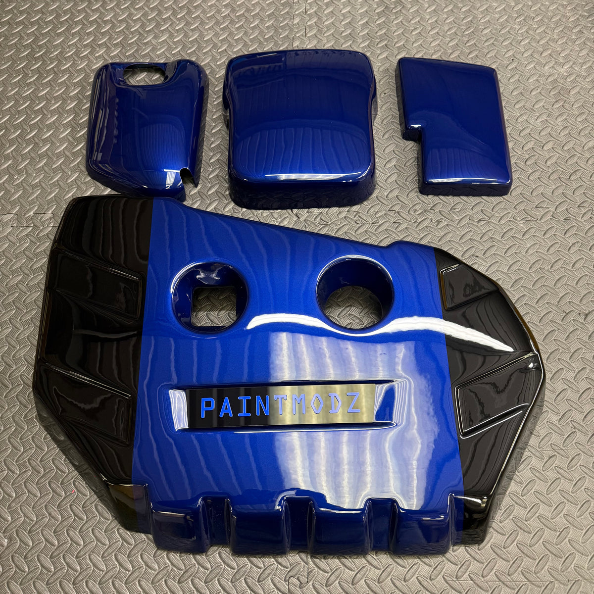 Proform Small Engine Bay Dress Up Bundle - Mk3/3.5 Focus ST Petrol - Painted Deep Impact Blue - Medium Blue/Gloss Black Badge