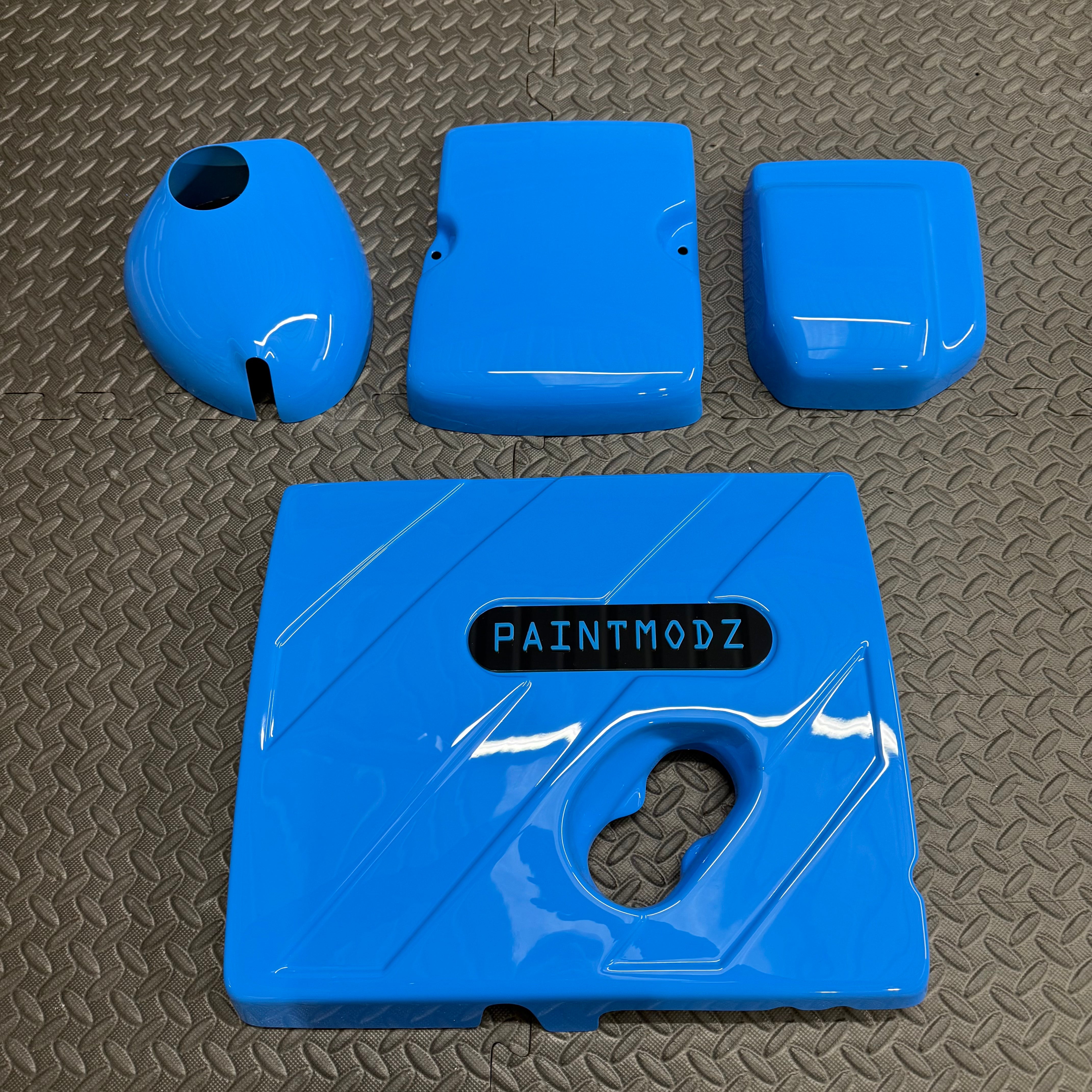 Proform Small Engine Bay Dress Up Kit Bundle - Mk8/8.5 Fiesta ST & Mk2 Puma ST - Painted Azure Blue With Light Blue/Gloss Black Badge Plate