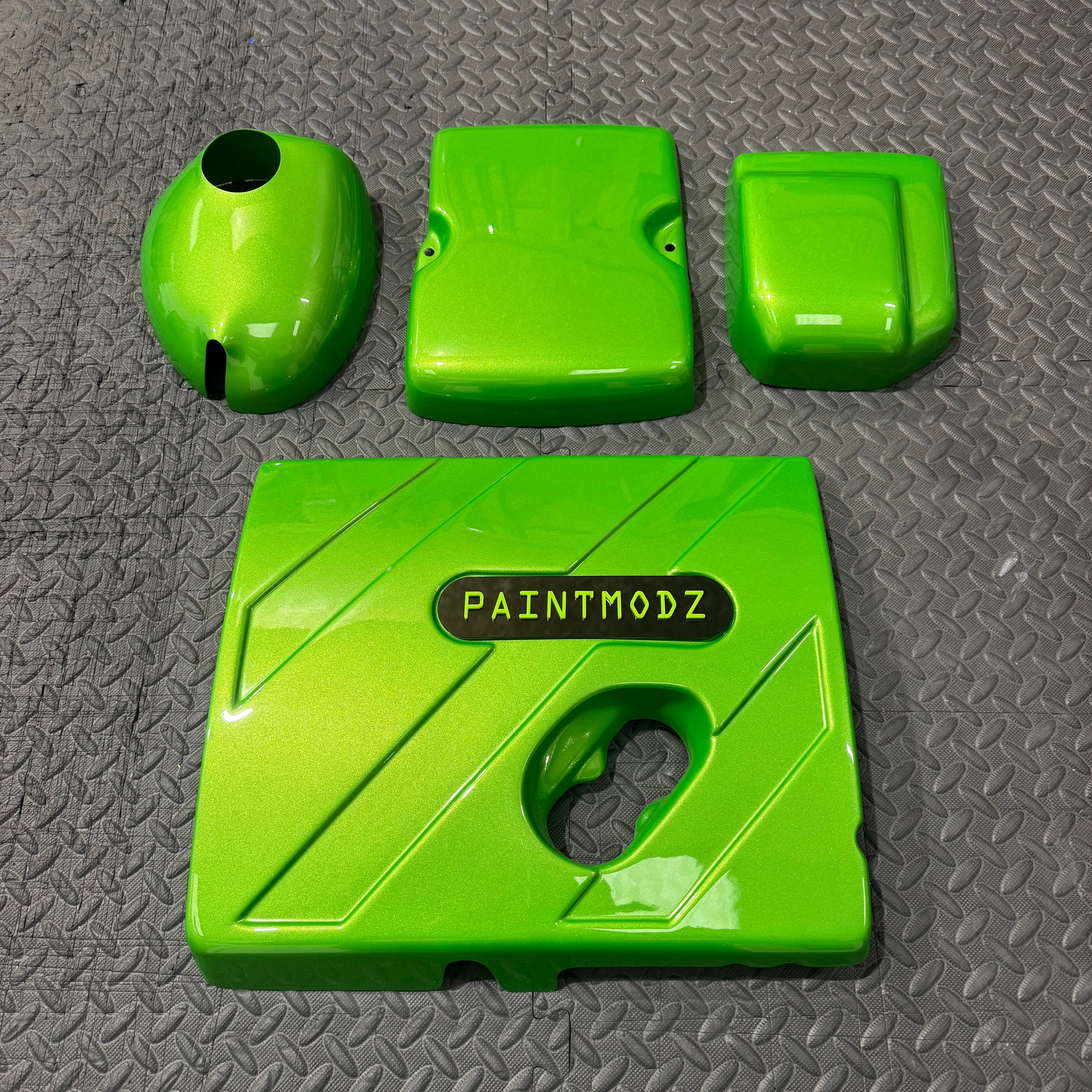 Proform Small Engine Bay Dress Up Kit Bundle - Mk8/8.5 Fiesta ST & Mk2 Puma ST - Painted Mean Green With Green/Gloss Black Badge Plate