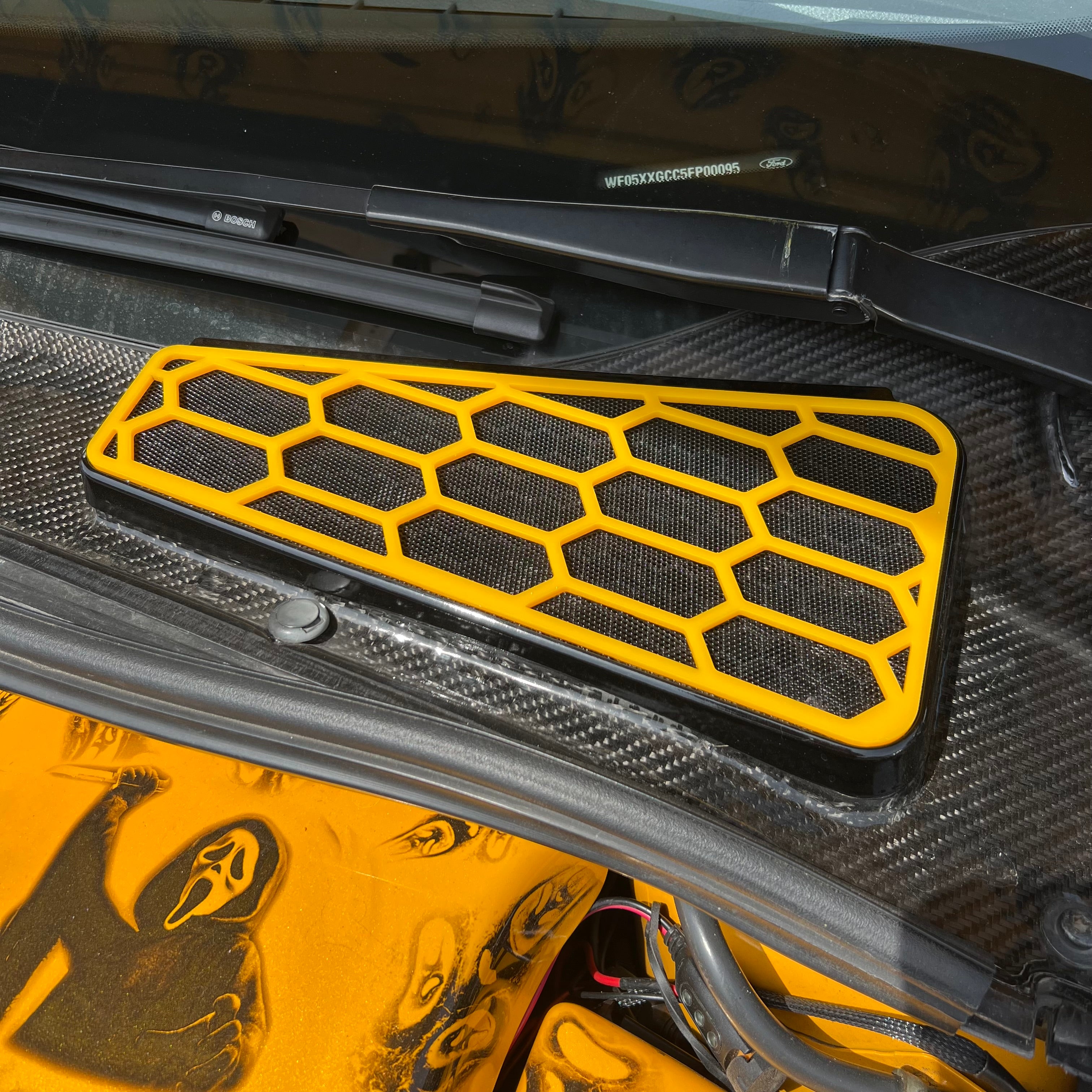 Proform Mk3/3.5 Focus Scuttle Vent Covers - Hexagon Design - Left Hand Side - Amber Yellow (Tangerine Scream)