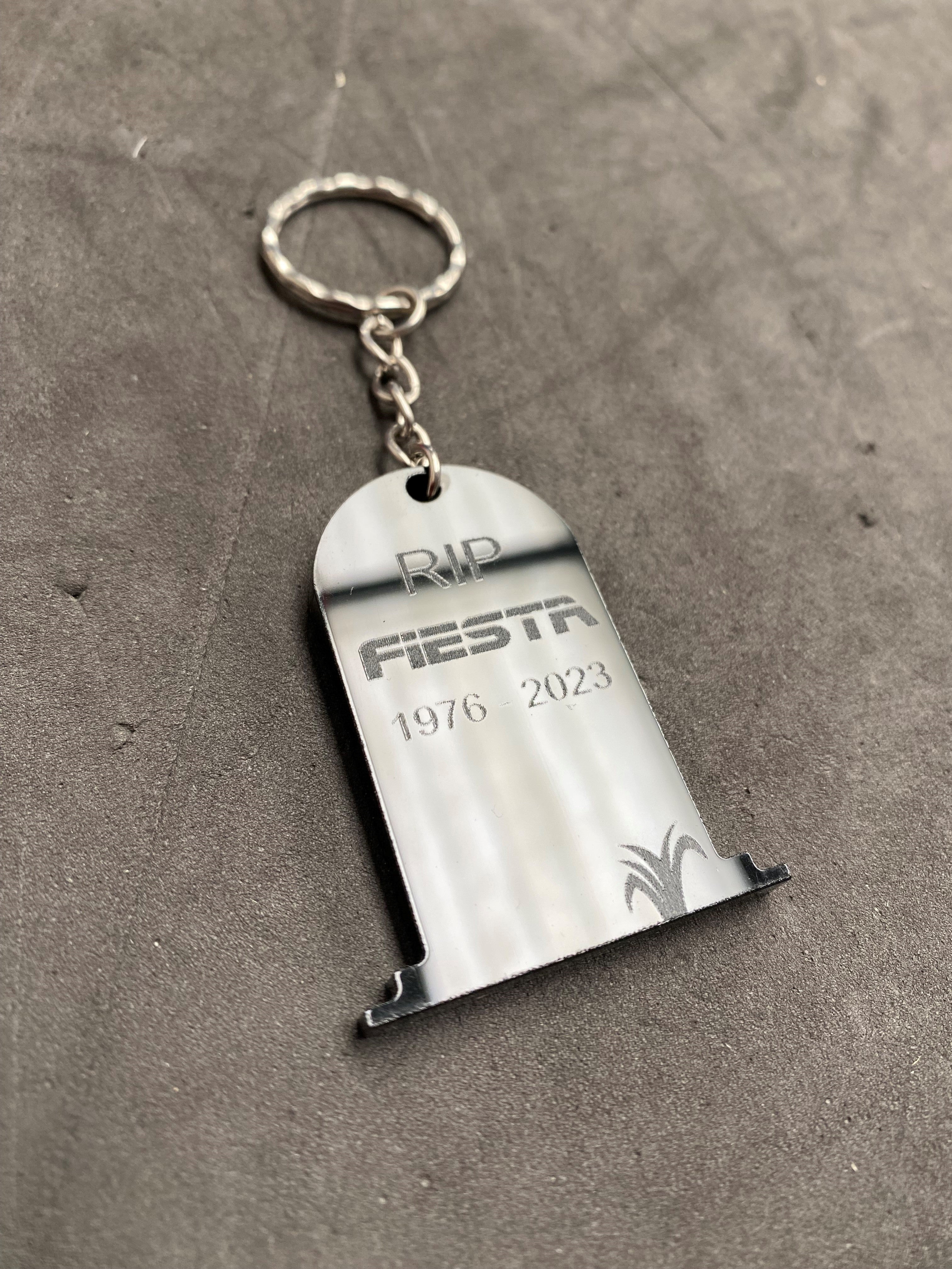 Clearance - RIP Fiesta / Focus 'Gravestone' Engraved Keyrings