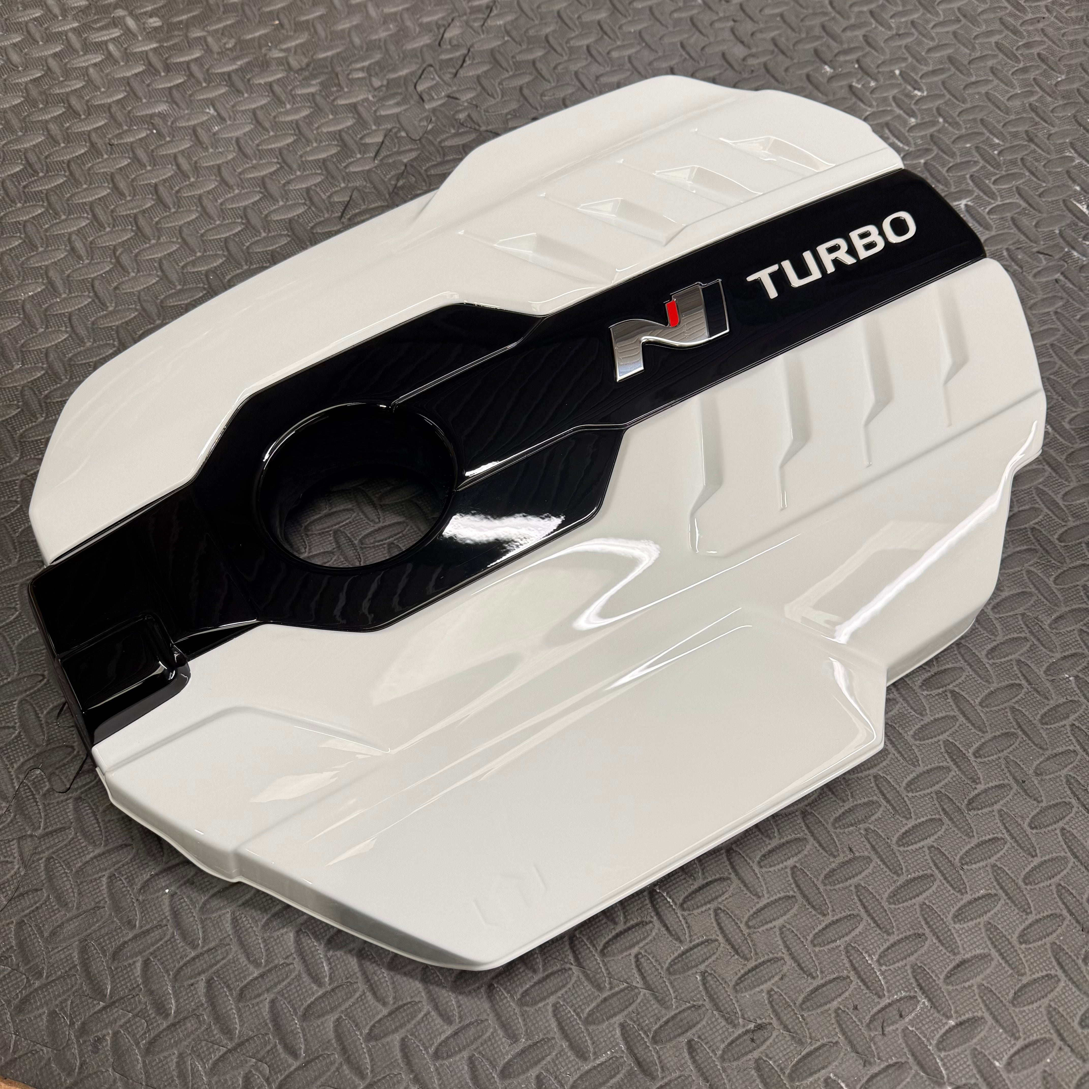 Genuine Hyundai i30N / Veloster N / Kona N Engine Cover - Customer Supplied or Reconditioned Parts - Painted Gloss White With Gloss Black