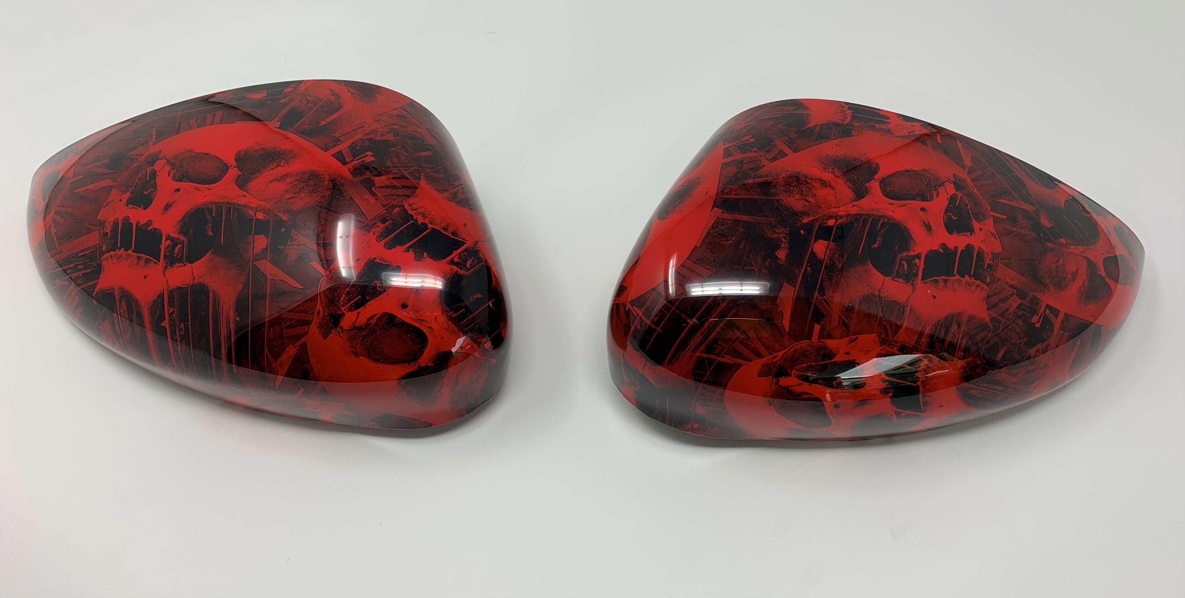 Mirror Caps (Pair) - Ford Fiesta Mk7/7.5 - Hydrodipped - Red Skull Design