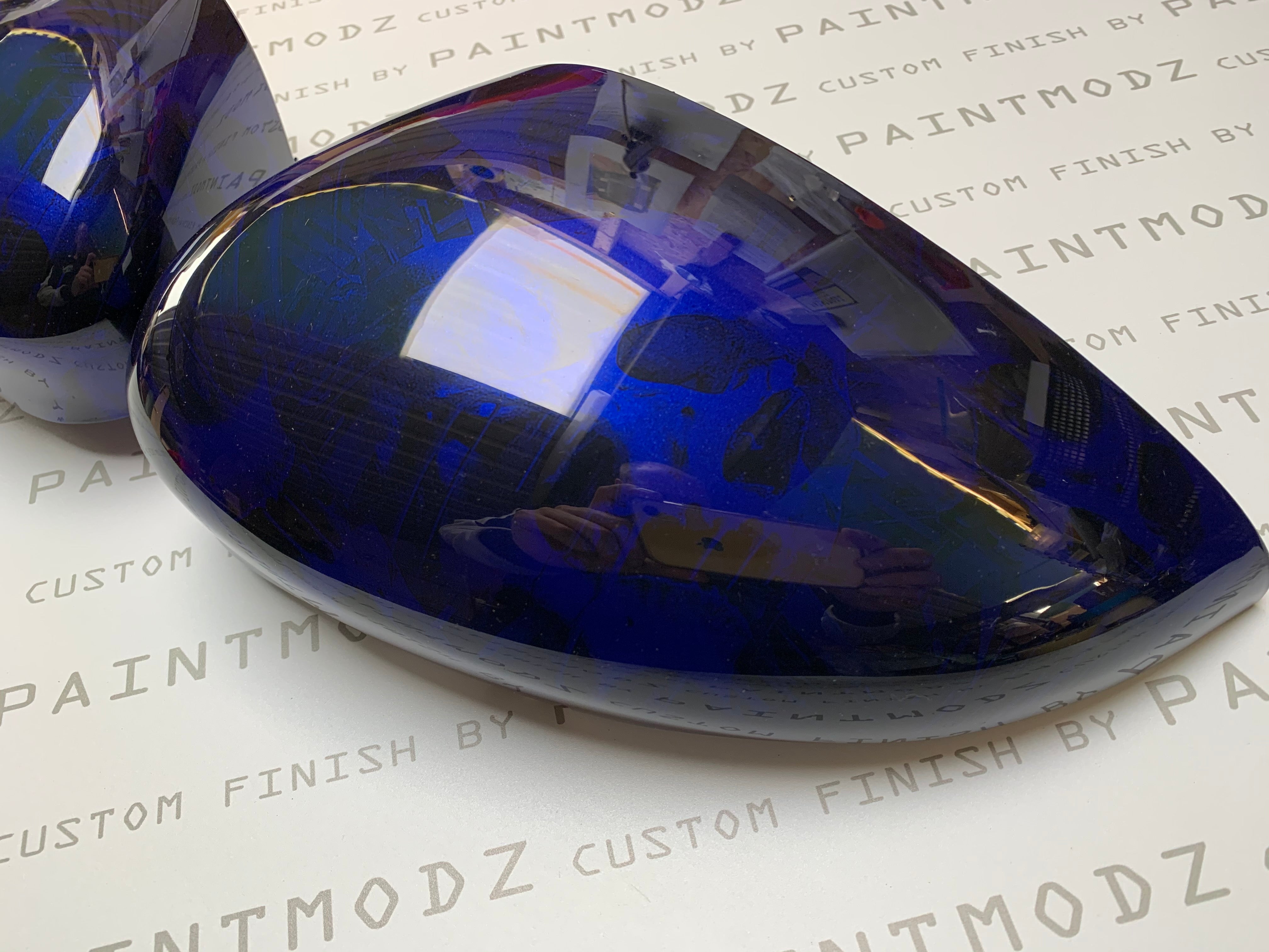 Mirror Caps (Pair) - Ford Fiesta Mk7/7.5 - Hydrodipped - Blue Skull Design